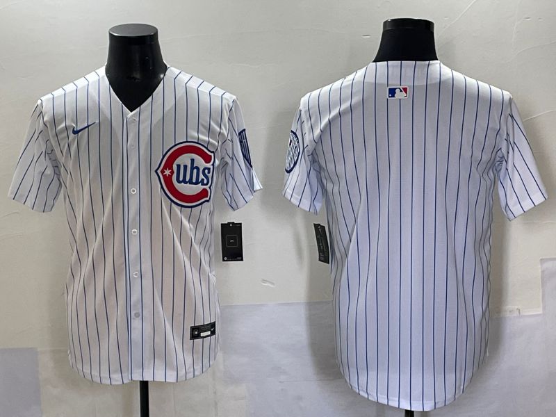 Men 2025 Chicago Cubs Blank White Stripe Fashion Nike MLB Jersey style 7031->chicago cubs->MLB Jersey
